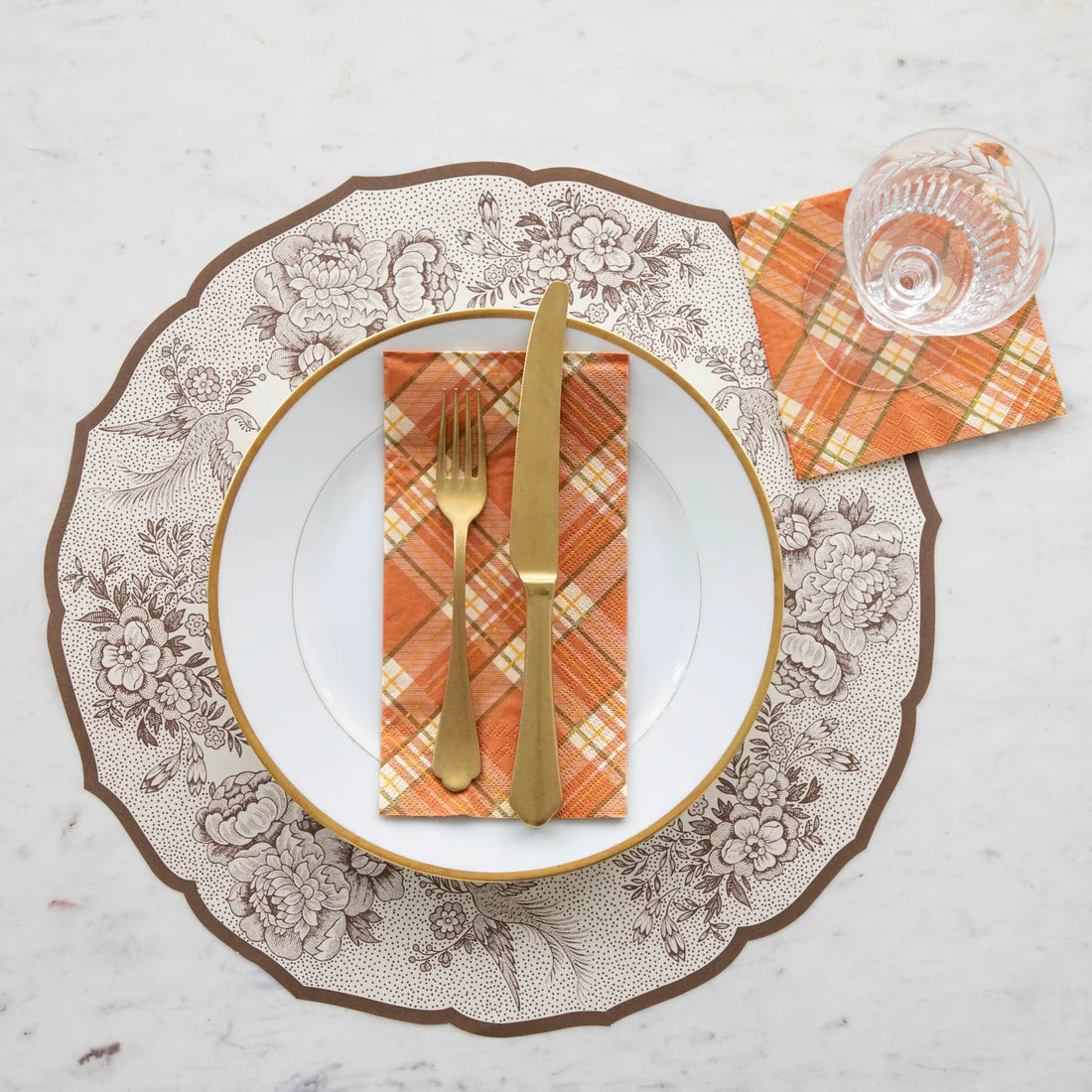 Orange Plaid Guest Napkins