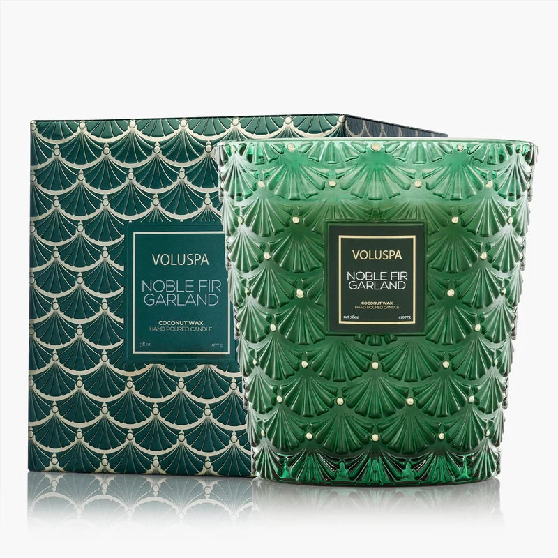 Noble Fir Garland 3 Wick Hearth Candle