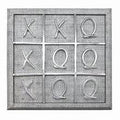 X & O Gray Faux Grass Cloth Tic Tac Toe Set