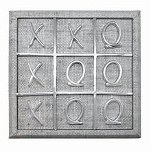 X & O Gray Faux Grass Cloth Tic Tac Toe Set