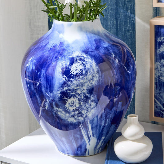 Hand Painted Dandelions Vase 14"