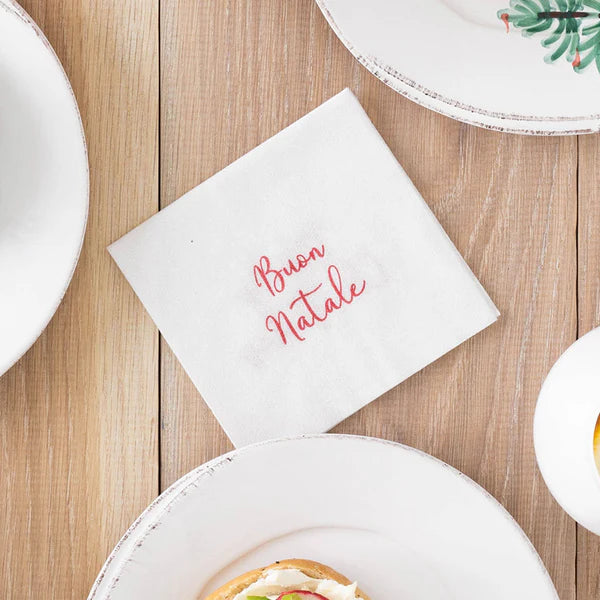 Red Papersoft Napkins Merry Christmas/Buon Natale Cocktail Napkins