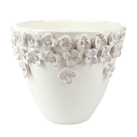 White Rustic Garden Medium Cachepot