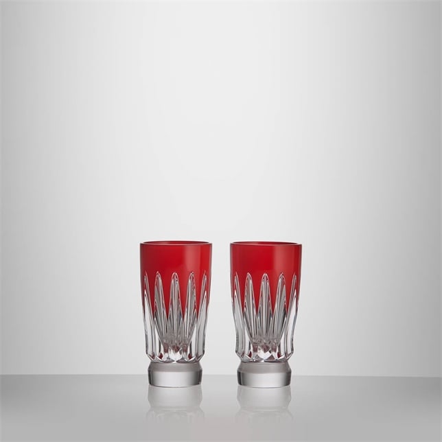 New Year Firework 2026 Red Shot Glasses, Set of 2