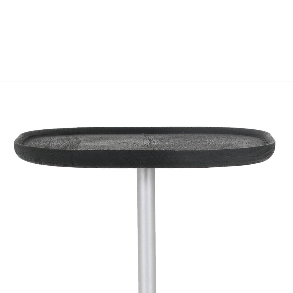Wood, Iron, and Marble Accent Table, Black/Green