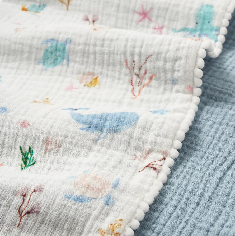 Ocean Adventure Organic Muslin Security Blanket
