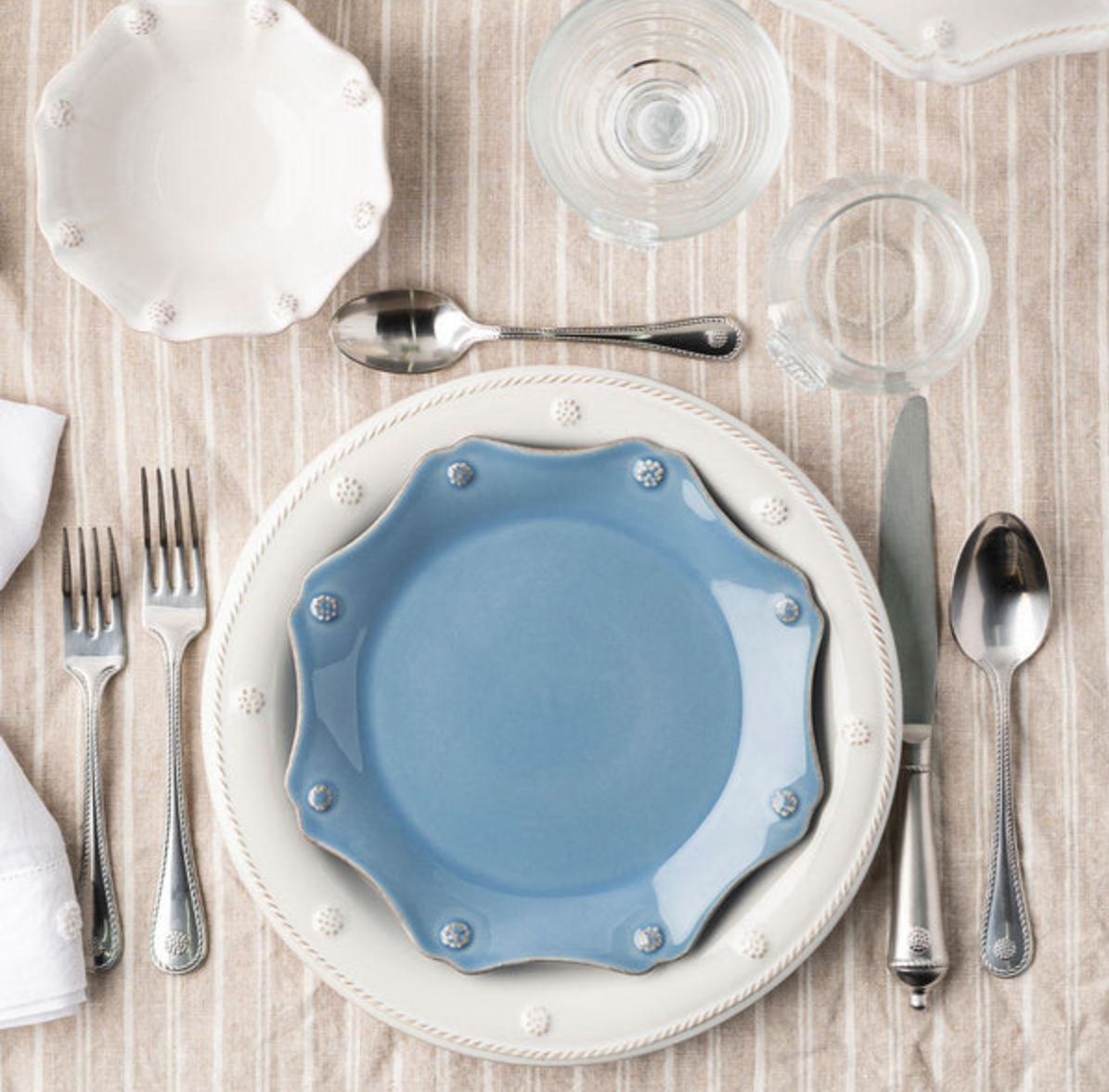 Berry & Thread Scalloped Dessert/Salad Plate - Chambray