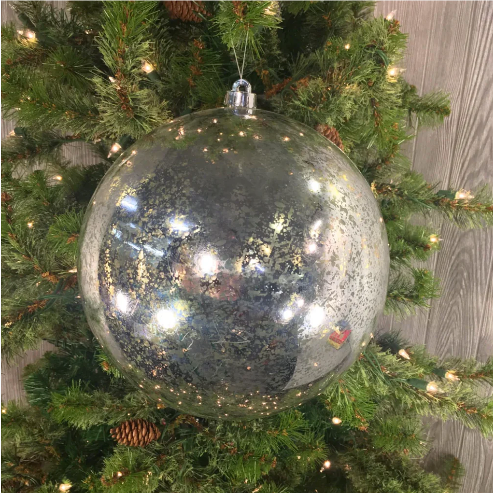 10" Mercury Ball Ornament - Silver