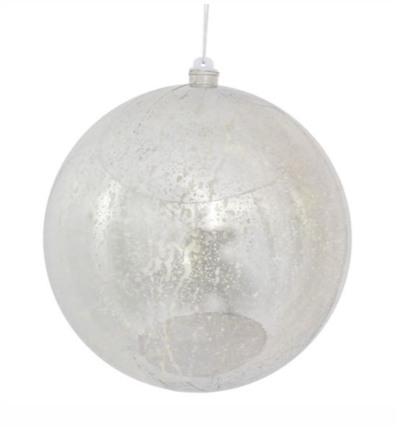 10" Mercury Ball Ornament - Silver
