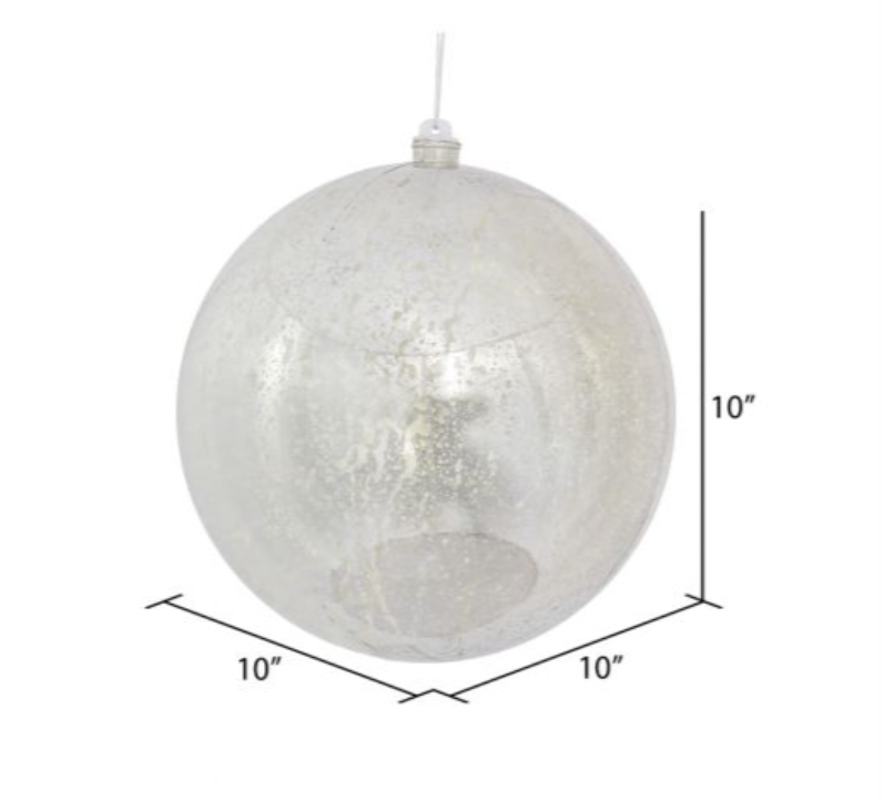 10" Mercury Ball Ornament - Silver