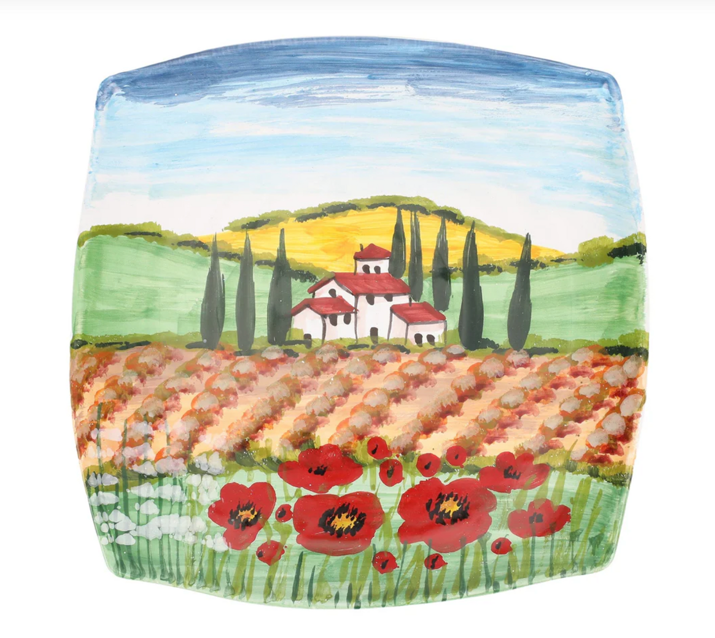 Wall Plates Villa with Poppies Square Wall Plate