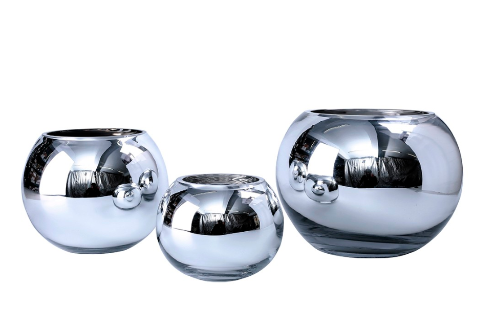 Silver Glass Bowl Medium
