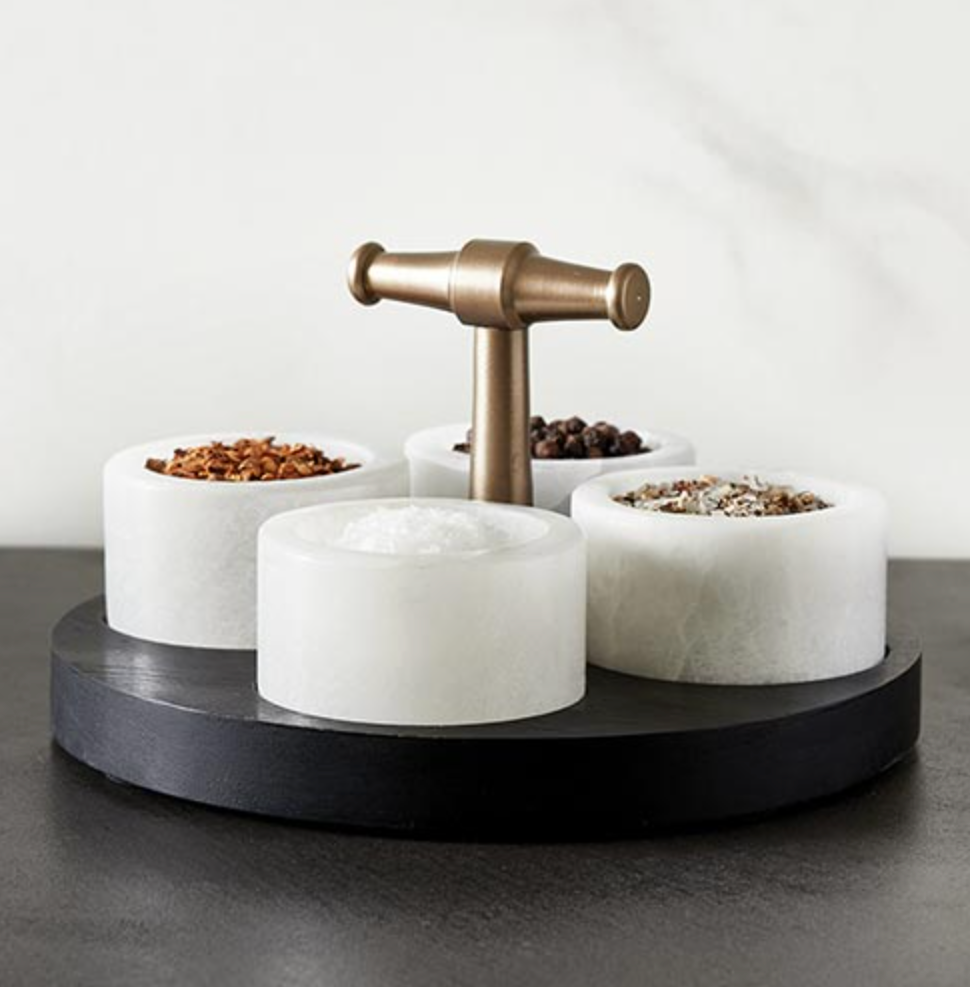 Wood + Alabaster Condiment Stand