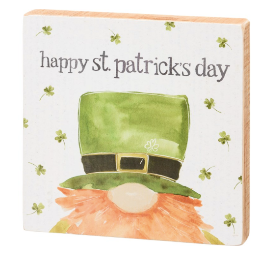 Happy St. Patrick's Day Leprechaun Block Sign