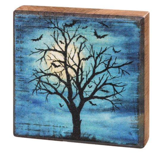 Haunted Tree Block Sign