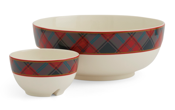 Christmas Tree Tartan 2pc Tiered Chip&dip 10"