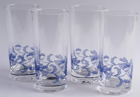 Spode Blue Italian Set of 4 Highball Glasses