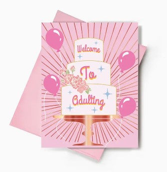 Welcome To Adulting Funny Birthday Card| Cake Birthday Card