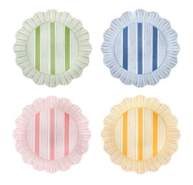 Cabana Stripe Melamine Dessert/Salad Plate Assorted Set/4 - Multi