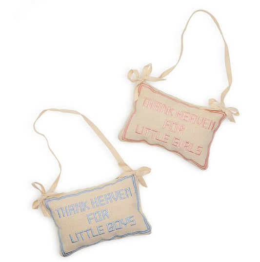 Girl Thank Heaven Embroidered Pillow Door Hanger Décor