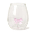 Pink Bow Stemless Wine Glass