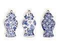 Blue and White Ginger Jar Trinket Tray with Gold Accent