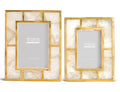 White Quartz Photo Frame with Brass Trim 4x6