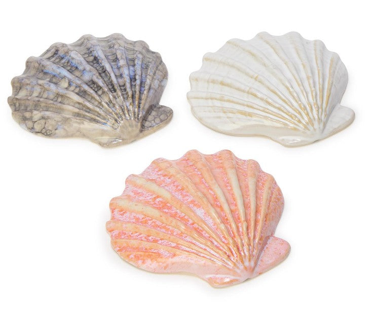Reactive Glaze Shell Tidbit Dish Asst 3 Colors