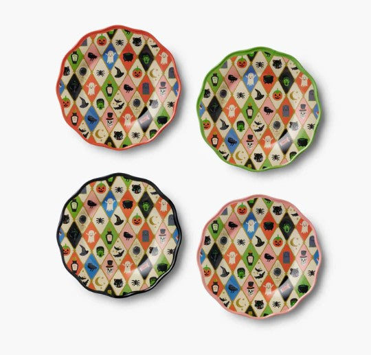 Halloween Argyle Melamine Assorted Dessert Plates