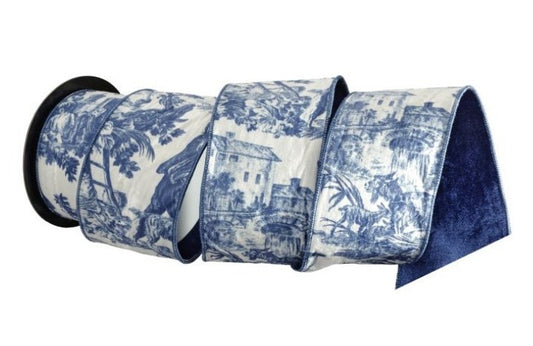 Blue Velvet Toile Ribbon