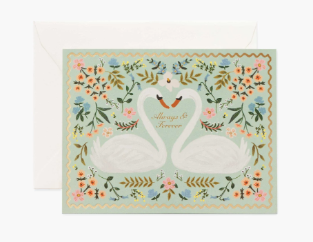 Always & Forever Swans Wedding Card