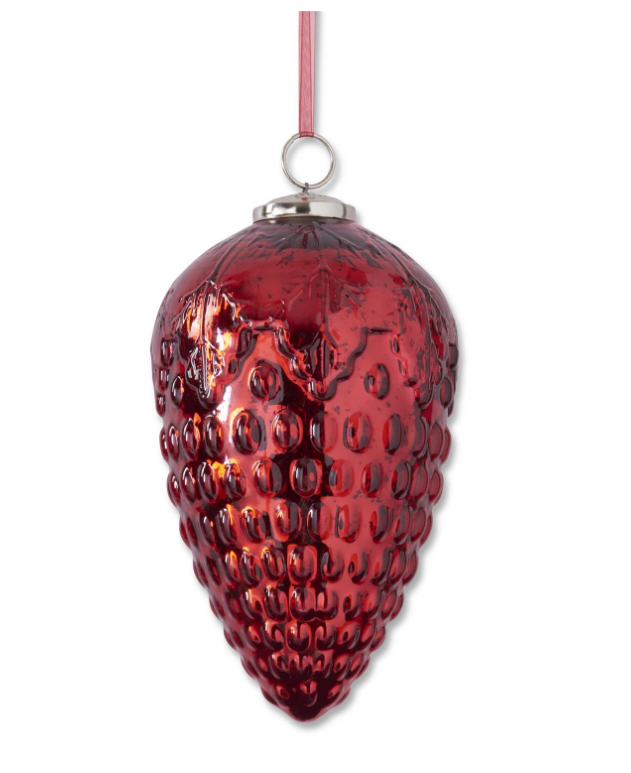 Red Mercury Glass Pinecone Ornament