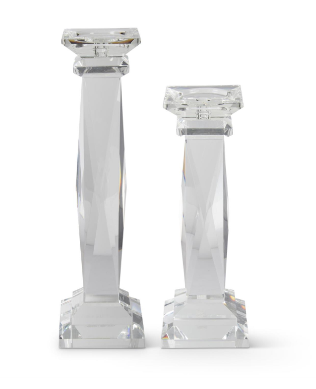 Glass Beveled Tapered Pillar Candleholder Small
