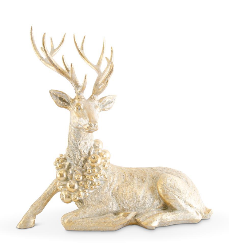 Laying Antique Gold Resin Deer