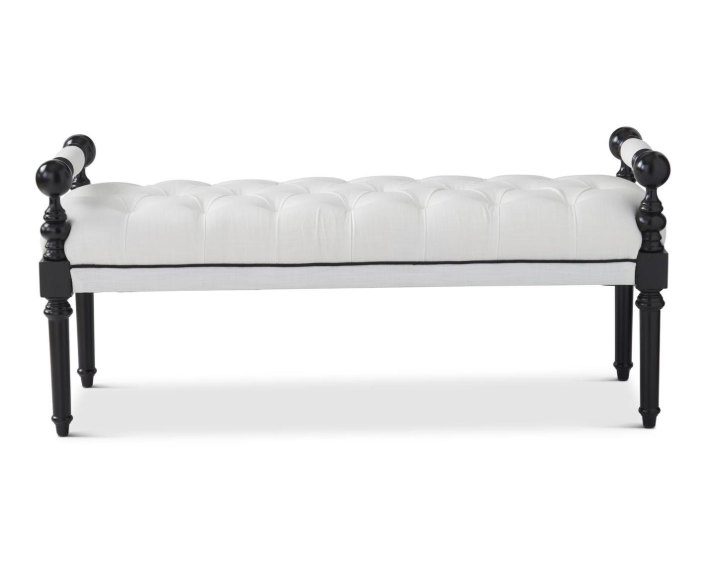 White & Black Tufted Bench 55in
