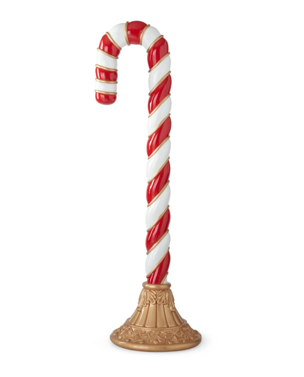 Red & White Candy Cane w/Gold Trim & Base