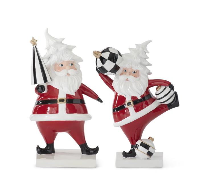 Black White & Red Santa Holding Tree/Ornament