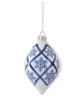 White & Blue Snowflake Teardrop Ornament