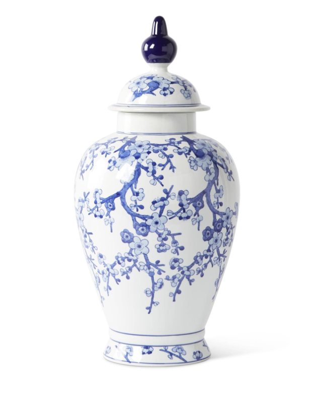 Blue & White Chinoiserie Lidded Ginger Jar
