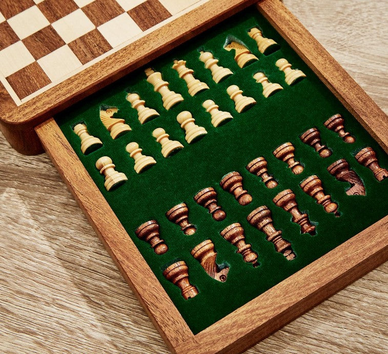 Magnetic Chess Set in Hand-Crafted Wooden Box