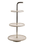3 Tier Marlble Round Serving Tray w/Handle