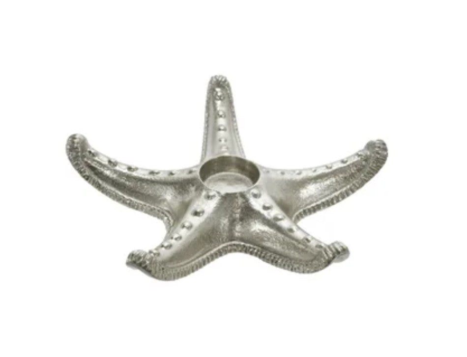 Metal 9" Starfish Tealight Holder, Silver