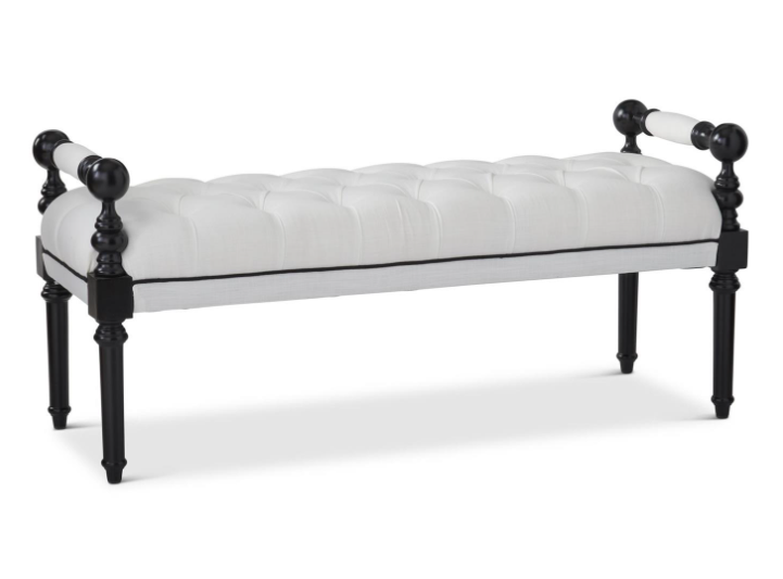 White & Black Tufted Bench 55in