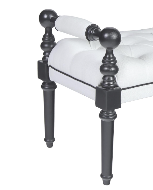 White & Black Tufted Bench 55in