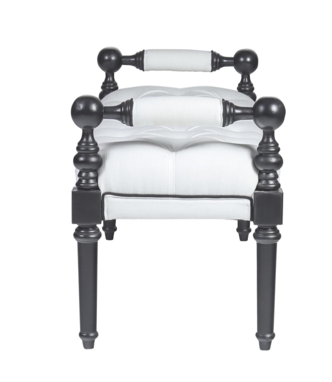 White & Black Tufted Bench 55in