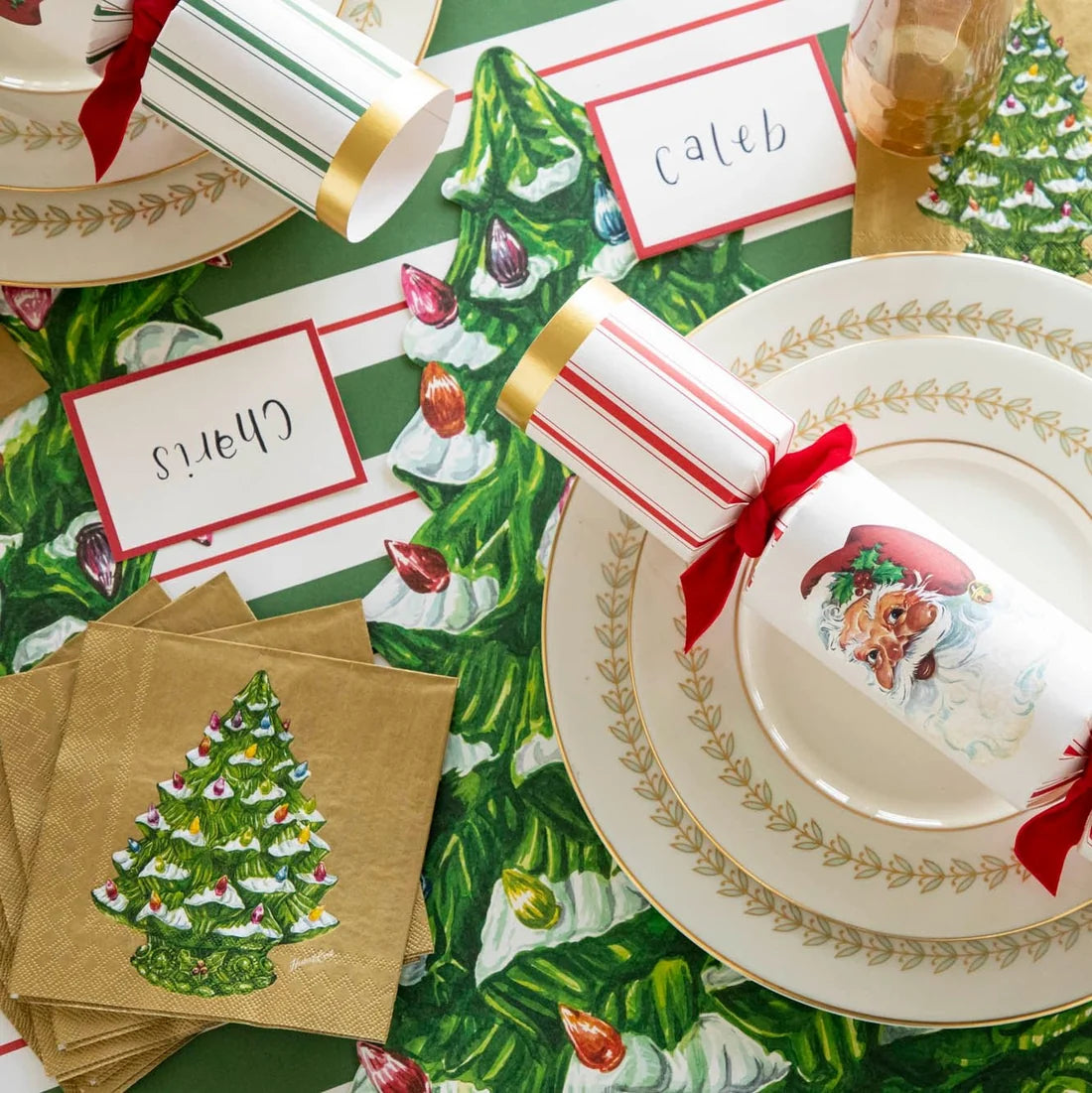 Vintage Christmas Tree Cocktail Napkins