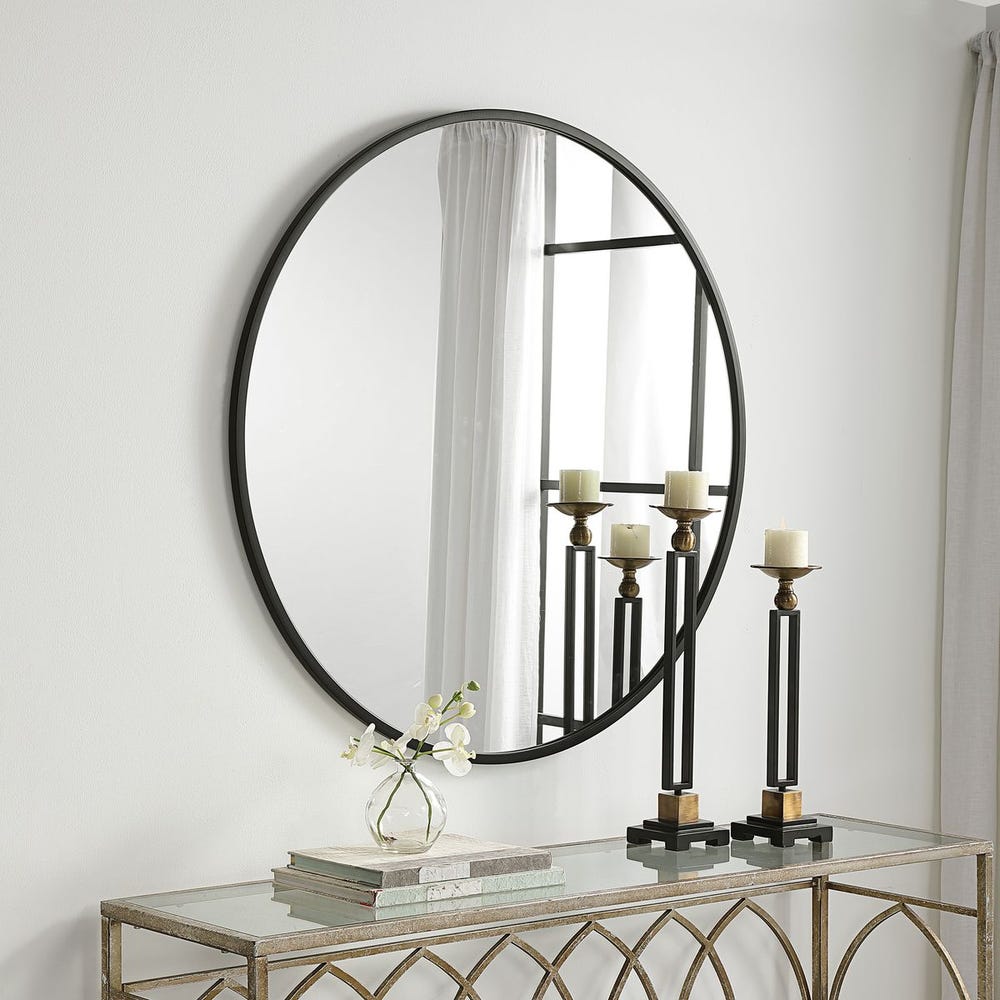 Round Mirror Black Frame