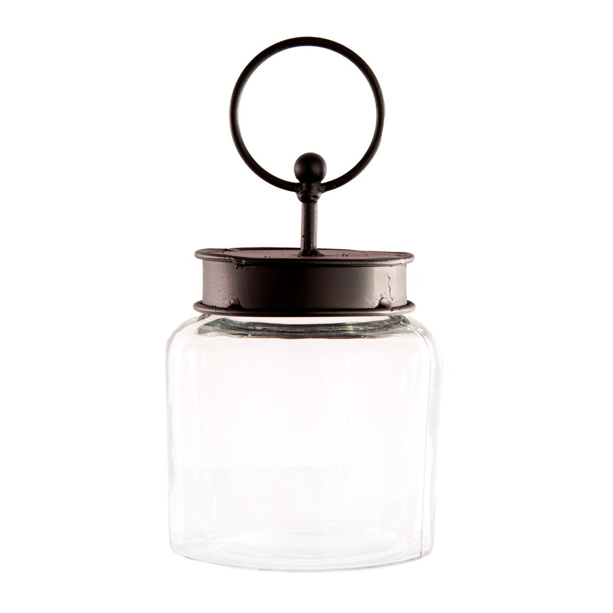 CED Round Glass Jar with Black Lid