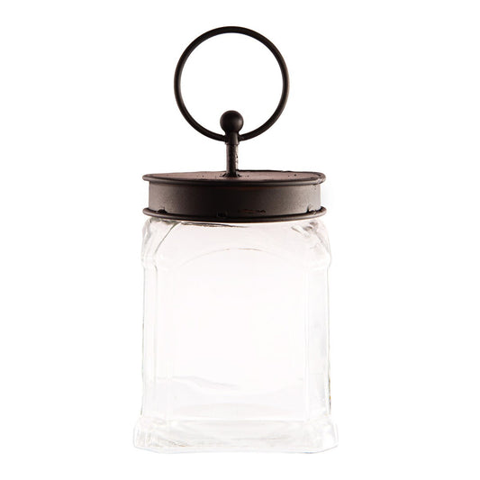 CED Square Glass Jar Large with Black Lid