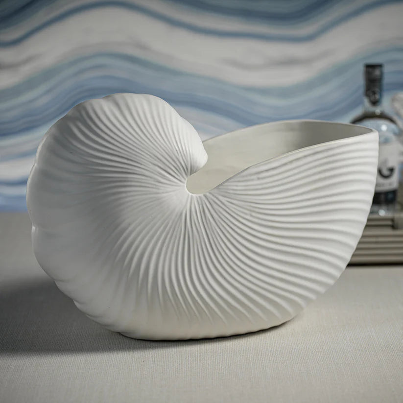 Marine Stoneware Nautilus Shell Vase